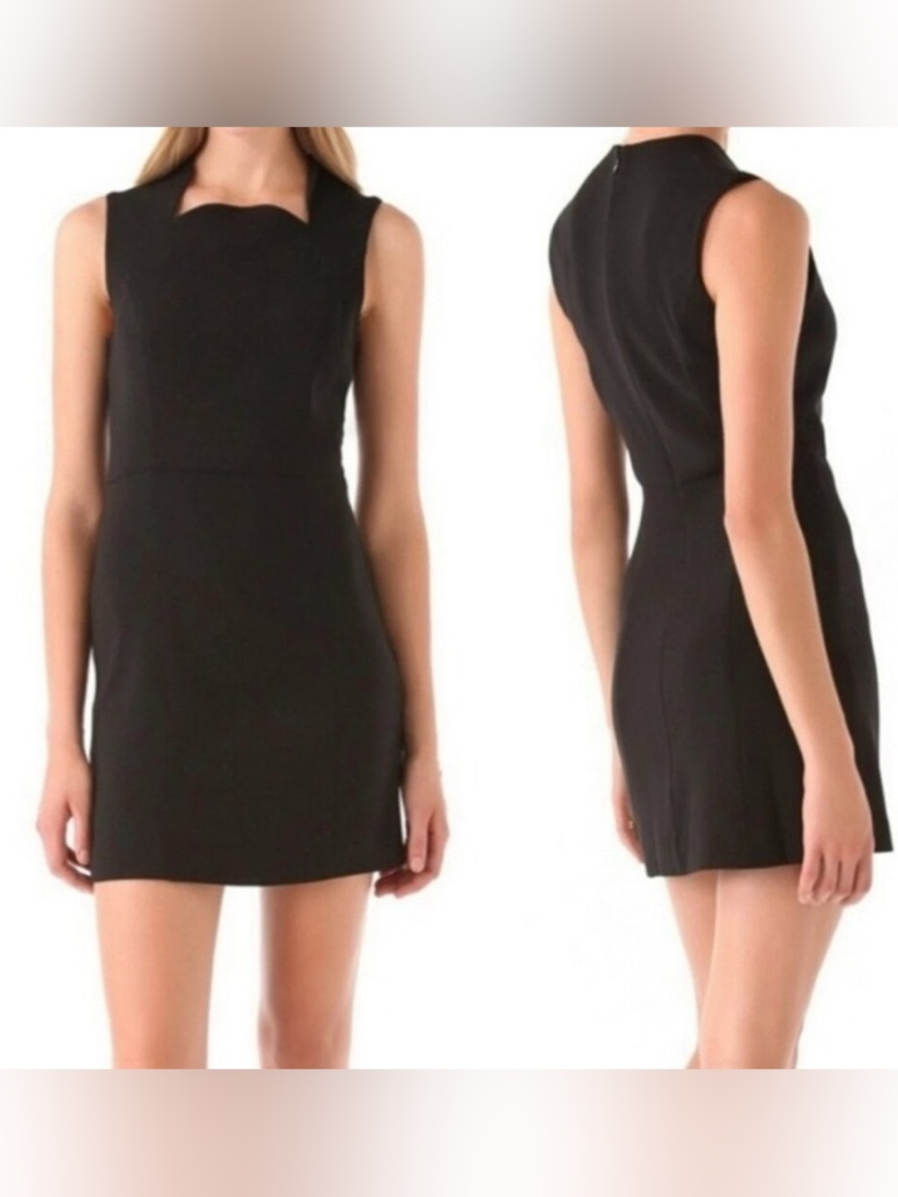 Theyskens’ Theory Gillian Black Wool Silk Sheath Dress Size 8